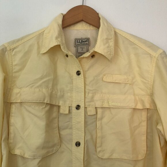 L. L. BEAN Tropicwear Shirt Solid Yellow Button Down Short Sleeve Vented Small S - Picture 2 of 10